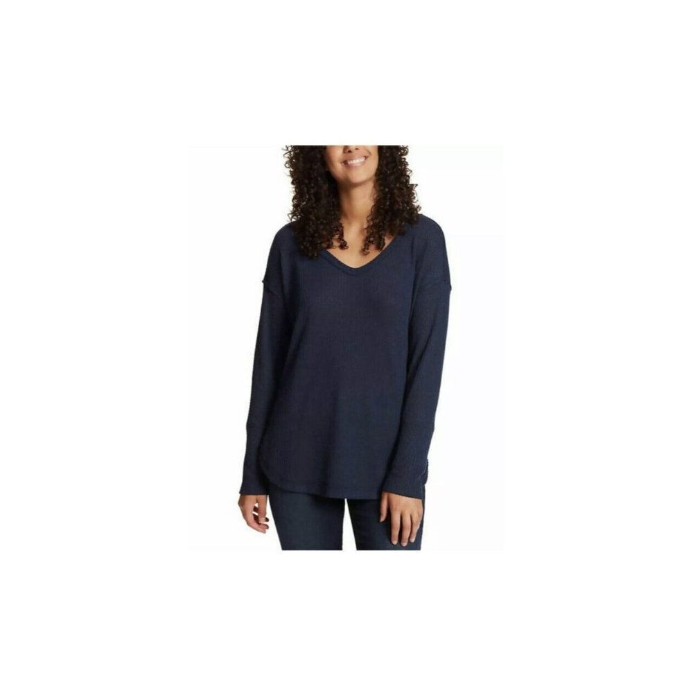 Vintage America Women's Thermal Knit Top Blue‎ Sz L NWT